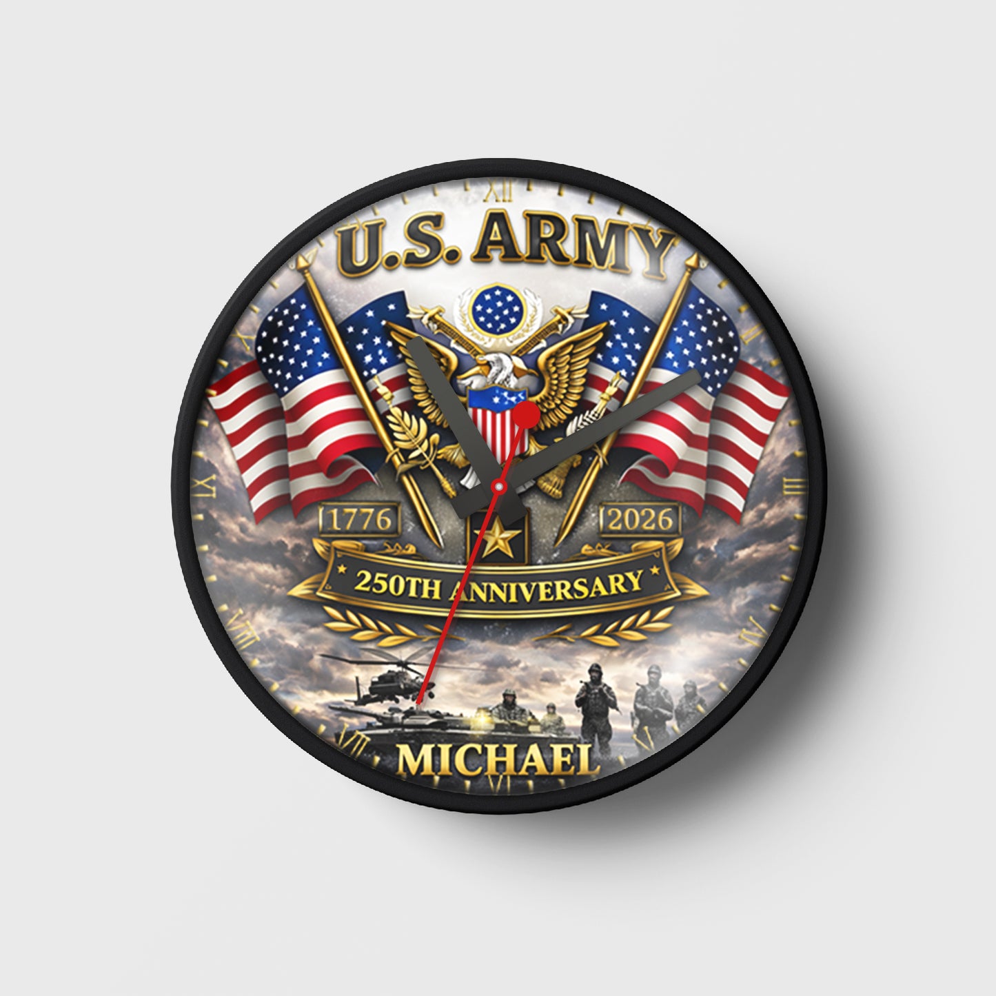 Custom US Army The 250th Anniversary Wall Clock