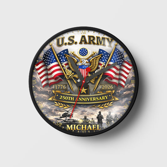 Custom US Army The 250th Anniversary Wall Clock