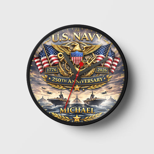 Personalized U.S Navy The 250th Anniversary Wall Clock