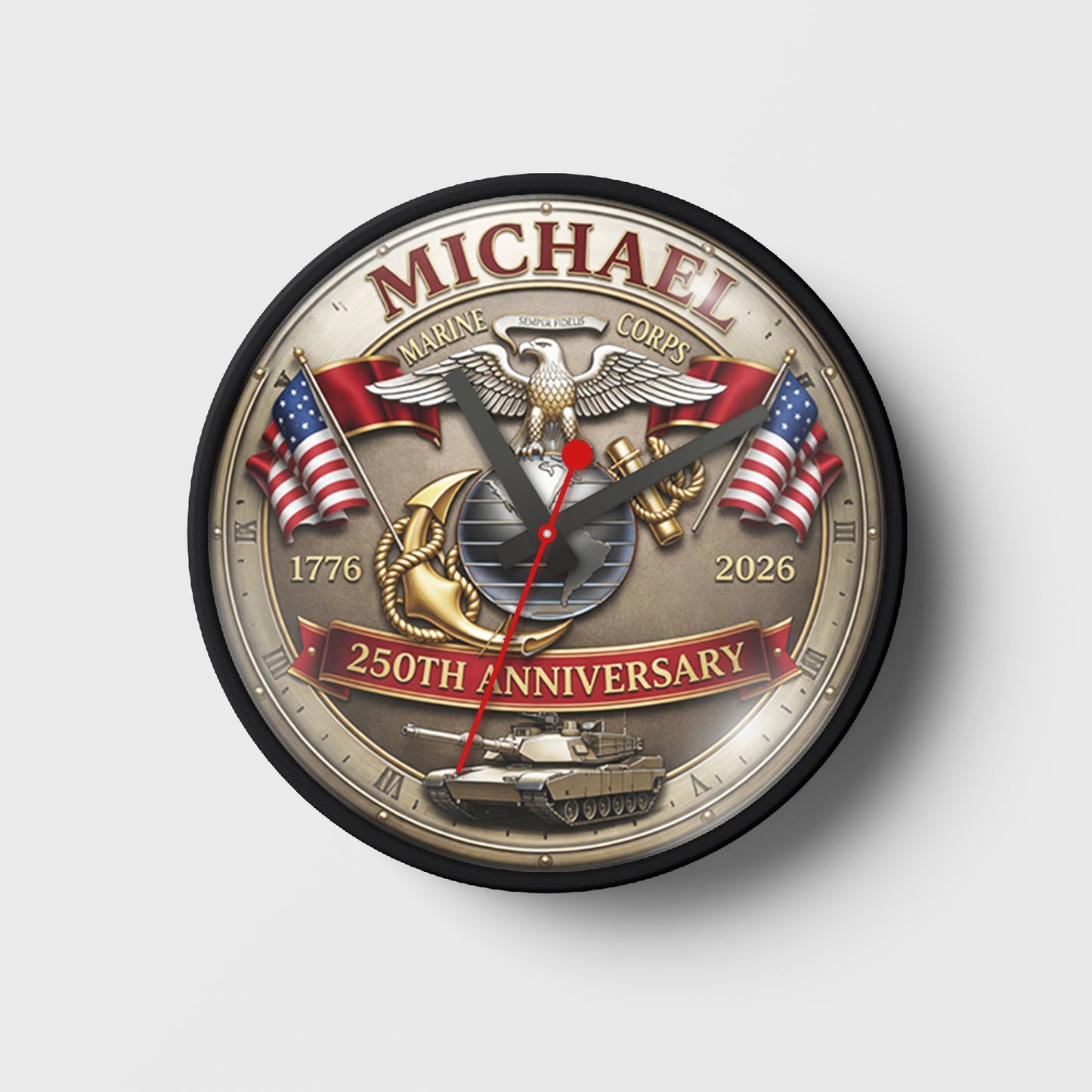Personalized U.S Marine Corps The 250th Anniversary Wall Clock