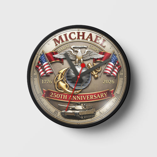 Personalized U.S Marine Corps The 250th Anniversary Wall Clock