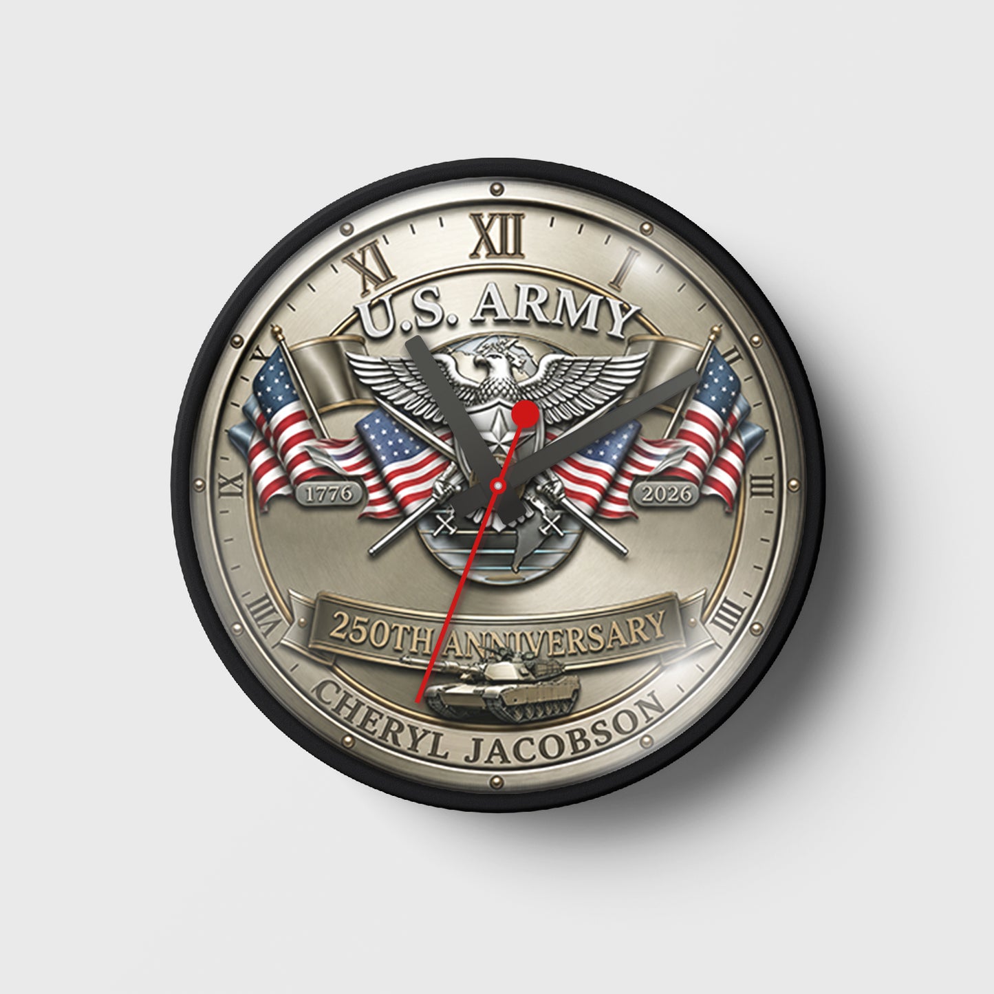 Personalized US Army The 250th Anniversary Wall Clock