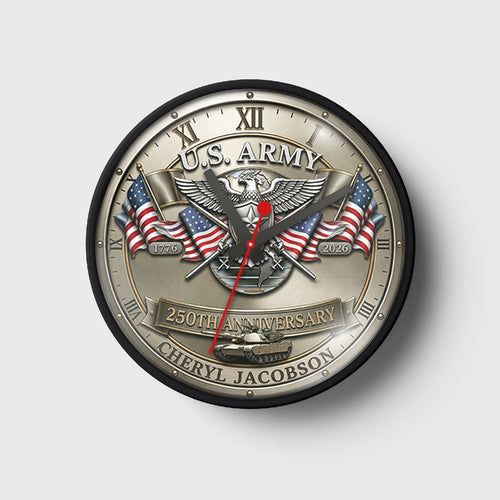 Personalized US Army The 250th Anniversary Wall Clock