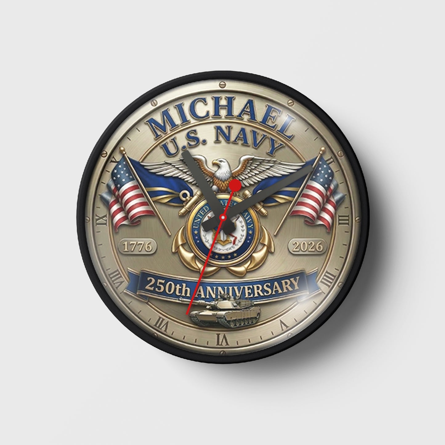 Personalized U.S Navy The 250th Anniversary Wall Clock
