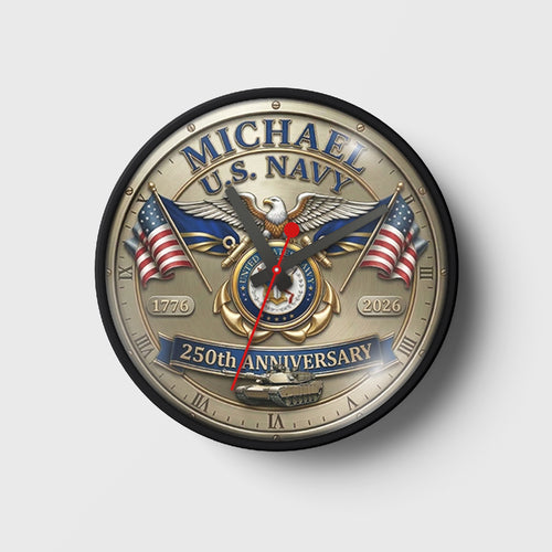Personalized U.S Navy The 250th Anniversary Wall Clock