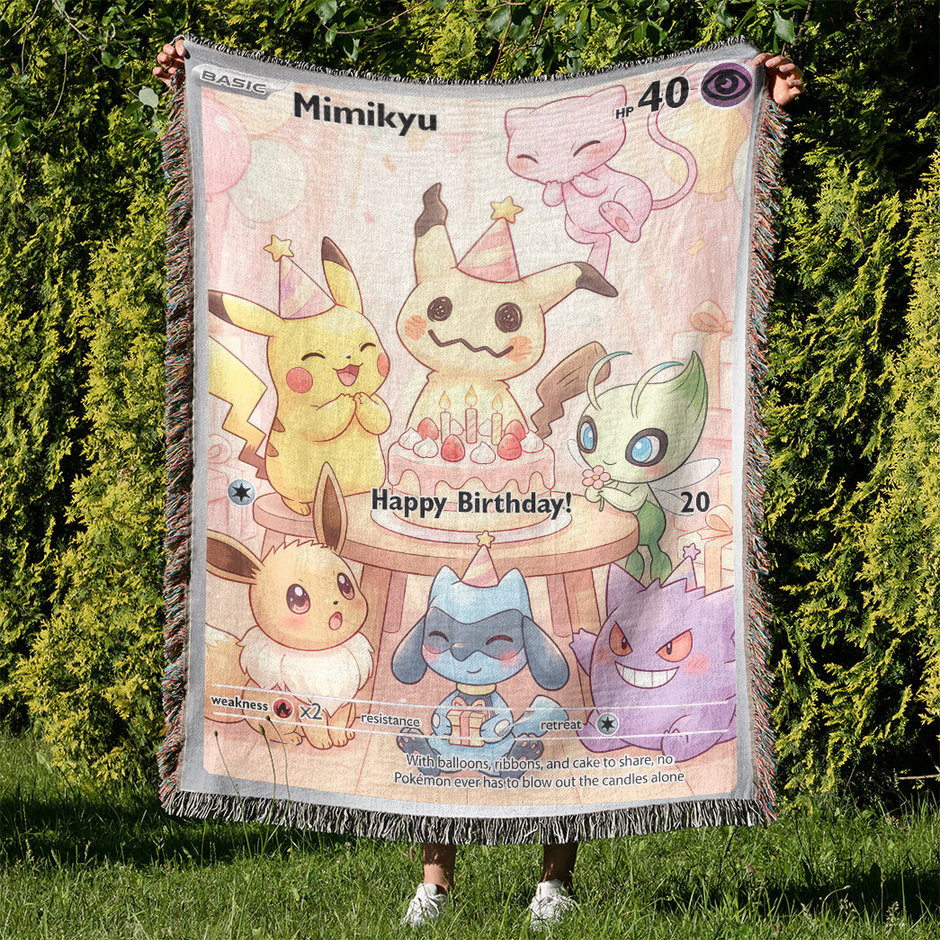 PKM Mimikyu Birthday Gift Custom Woven Blanket