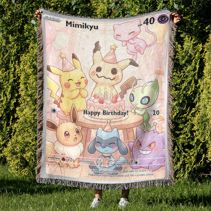 PKM Mimikyu Birthday Gift Custom Woven Blanket
