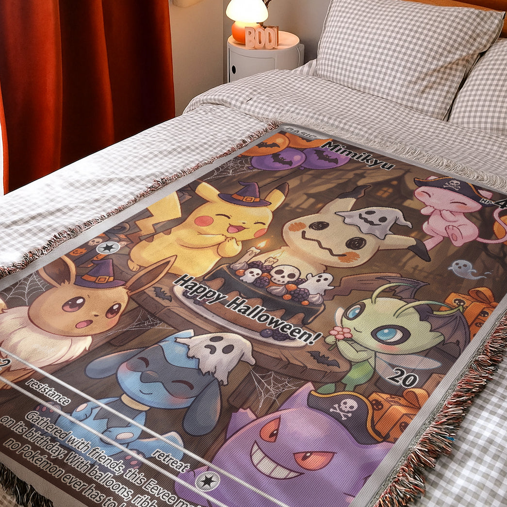 PKM Mimukyu Happy Halloween Custom Woven Blanket