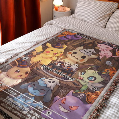 PKM Mimukyu Happy Halloween Custom Woven Blanket