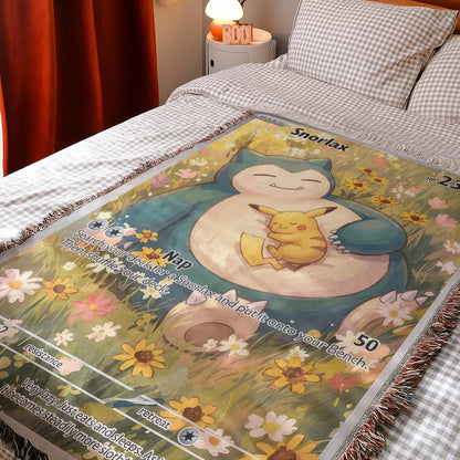 PKM Snorlax And Pikachu Custom Woven Blanket