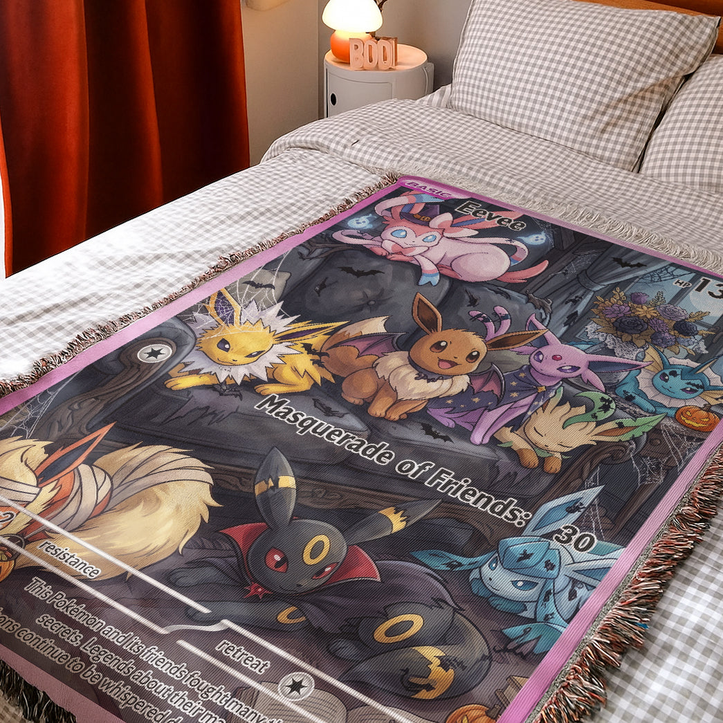 PKM Eevee Halloween Custom Woven Blanket