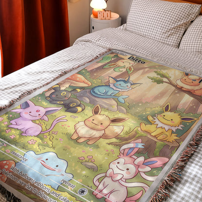 PKM Ditto And Eevee Evolution Custom Woven Blanket