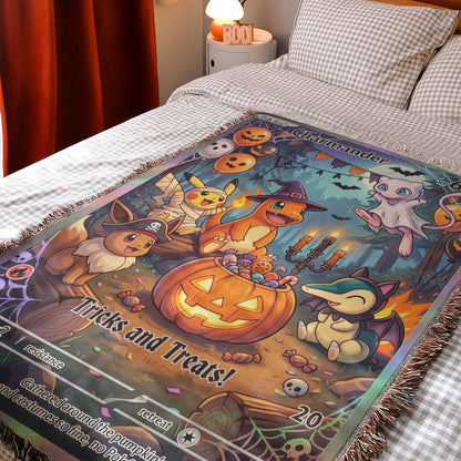 PKM Charmander Trick Or Treat Custom Woven Blanket