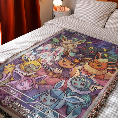 PKM Eevee Evolution Halloween Custom Woven Blanket