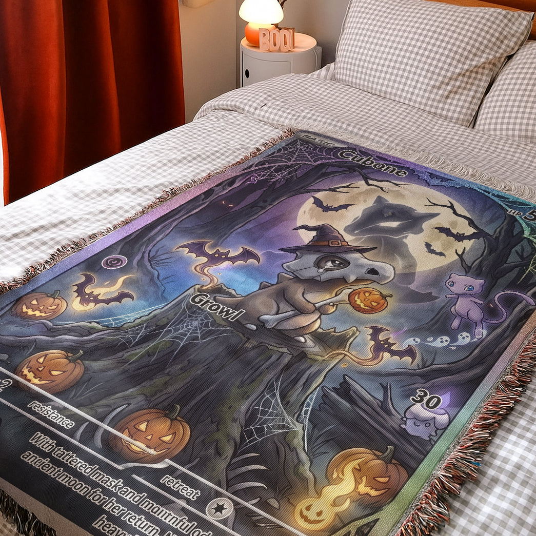 PKM Cubone Halloween Custom Woven Blanket