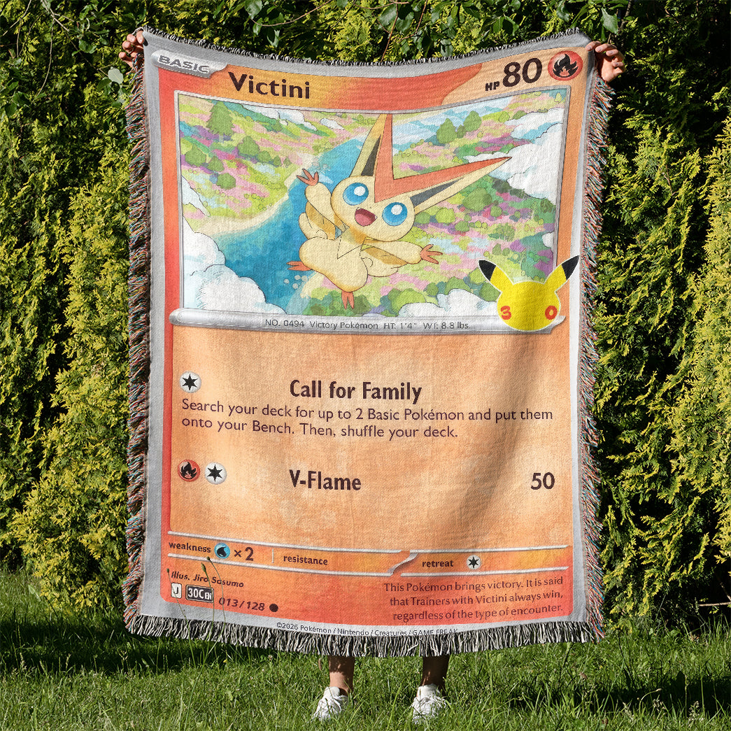 PKM Victini Card Custom Woven Blanket