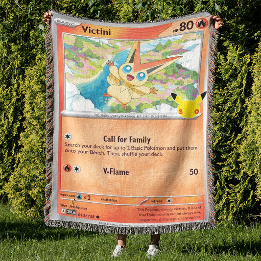 PKM Victini Card Custom Woven Blanket
