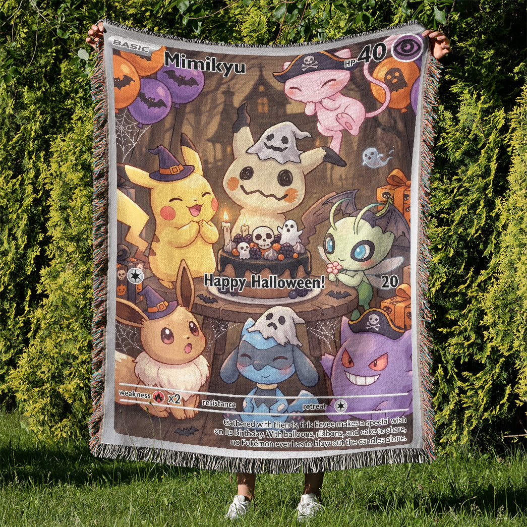 PKM Mimukyu Happy Halloween Custom Woven Blanket