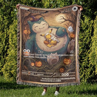 PKM Snorlax And Pikachu Halloween Custom Woven Blanket