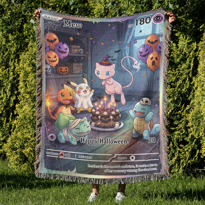 PKM Mew Happy Halloween Custom Woven Blanket