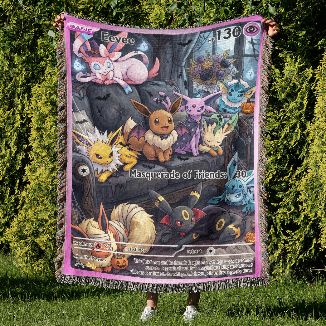 PKM Eevee Halloween Custom Woven Blanket