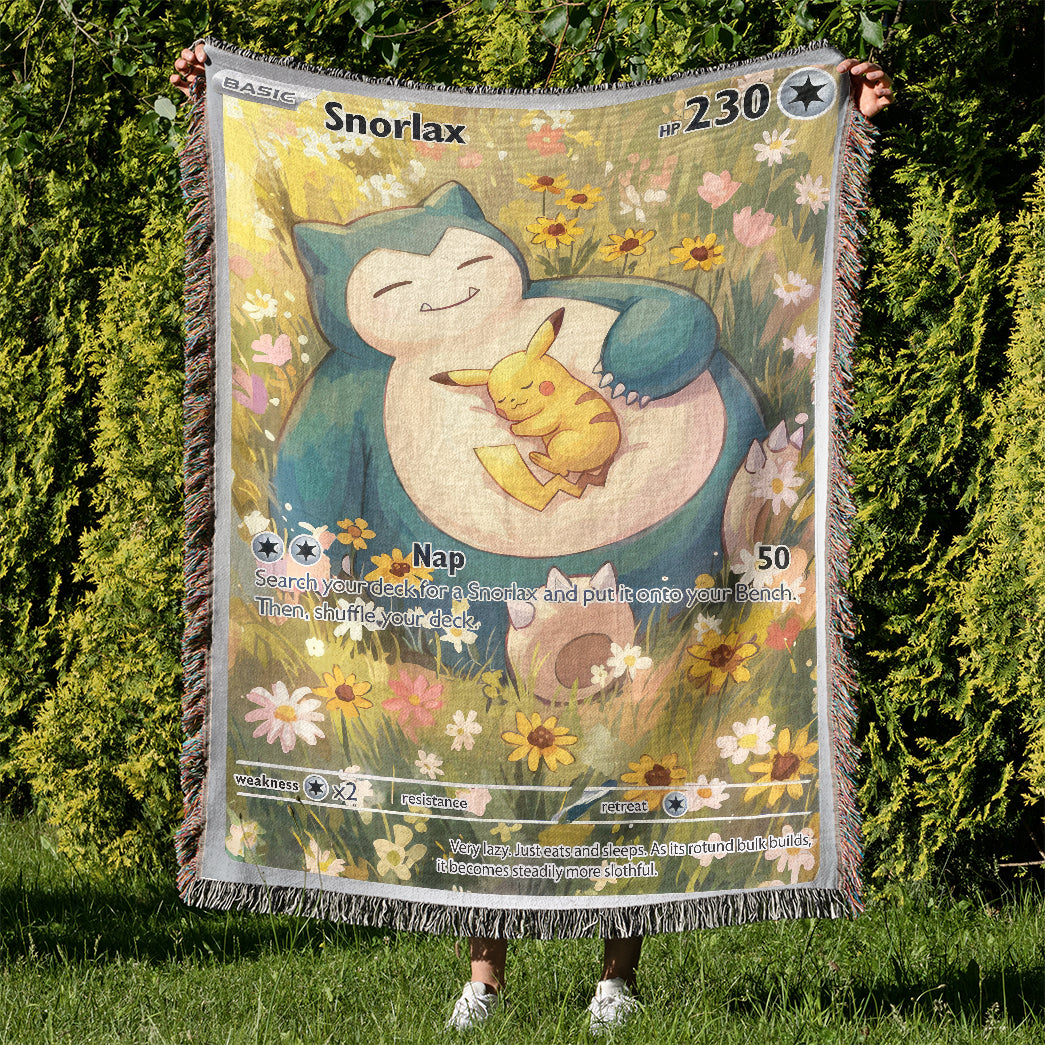 PKM Snorlax And Pikachu Custom Woven Blanket