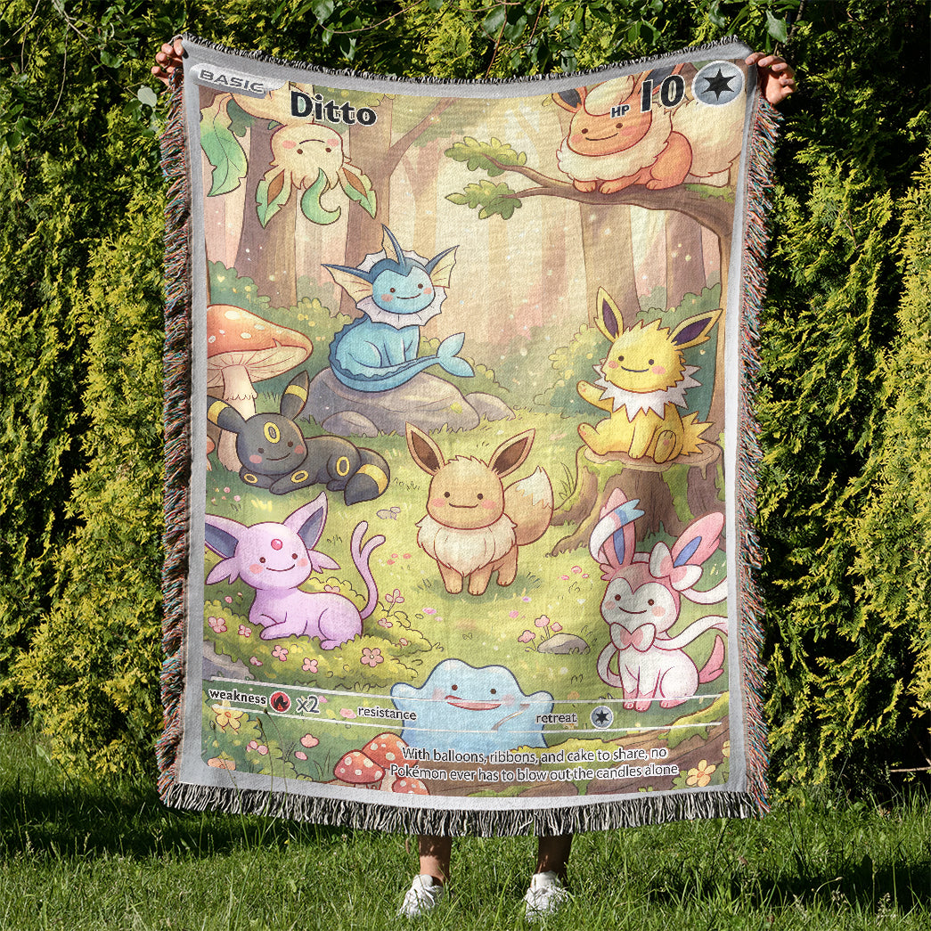 PKM Ditto And Eevee Evolution Custom Woven Blanket