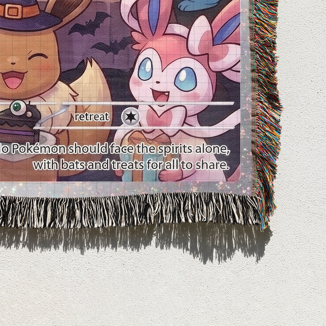 PKM Eevee Evolution Happy Halloween Custom Woven Blanket