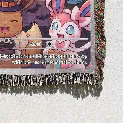 PKM Eevee Evolution Happy Halloween Custom Woven Blanket