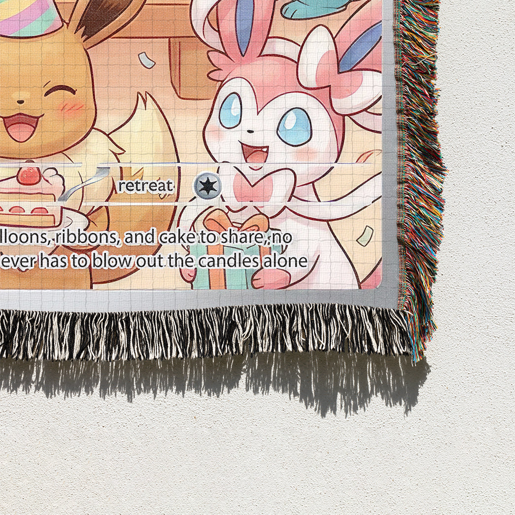 PKM Eevee Birthday Custom Woven Blanket