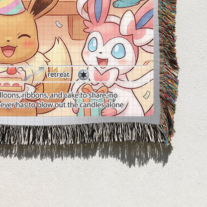 PKM Eevee Birthday Custom Woven Blanket