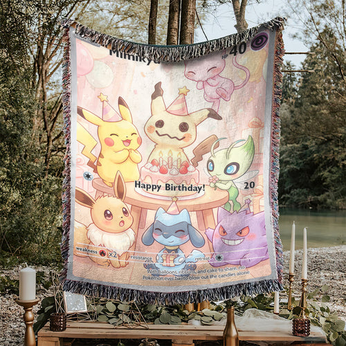 PKM Mimikyu Birthday Gift Custom Woven Blanket