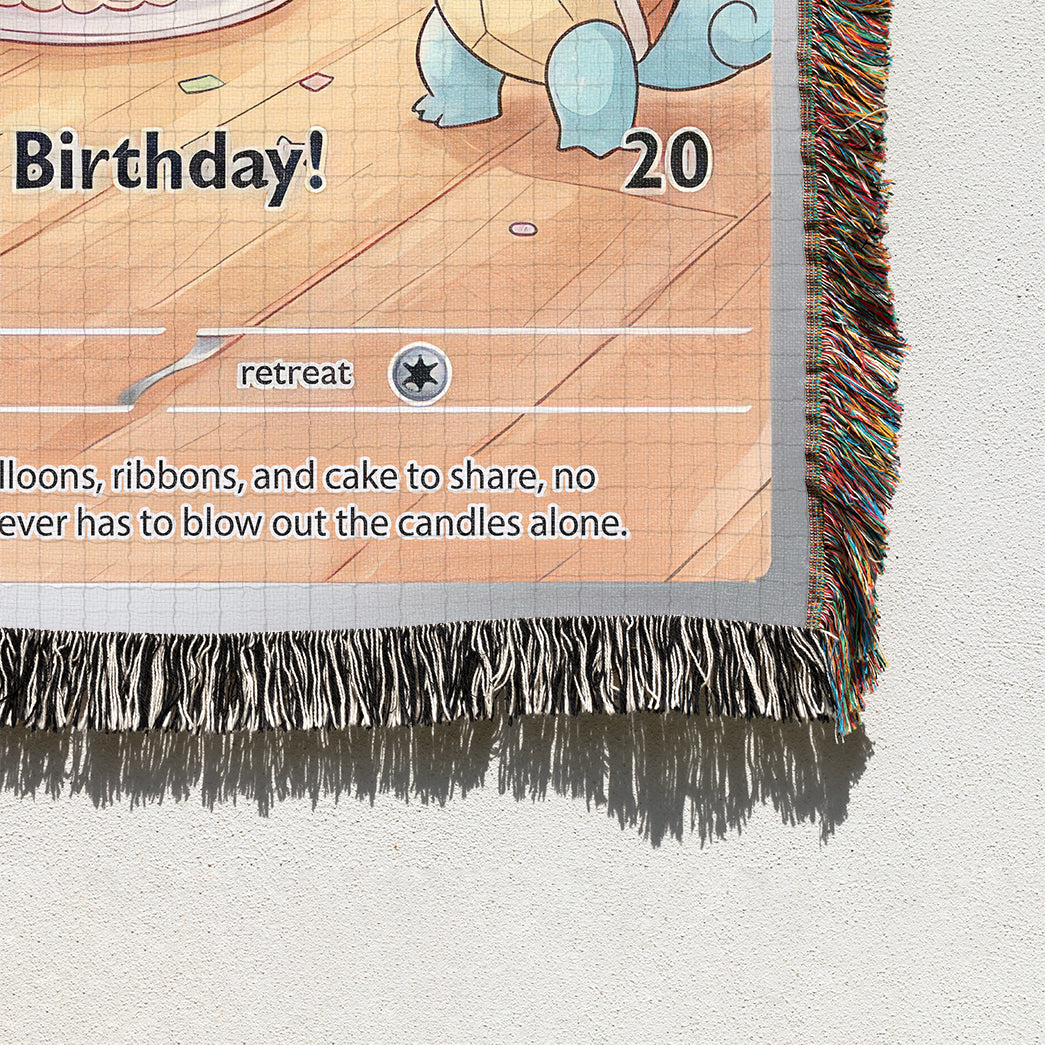 PKM Mew Birthday Gift Custom Woven Blanket