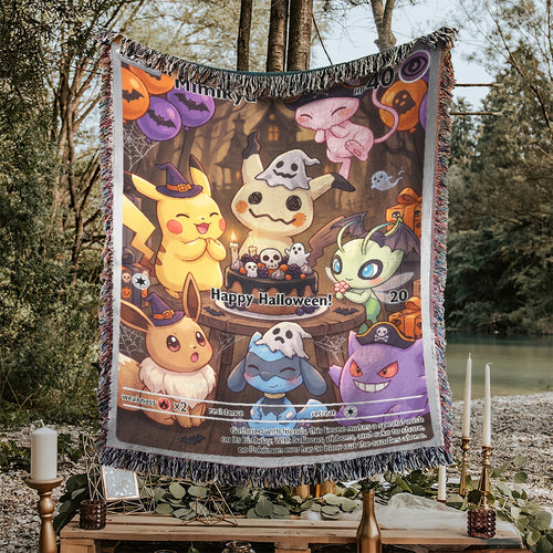 PKM Mimukyu Happy Halloween Custom Woven Blanket