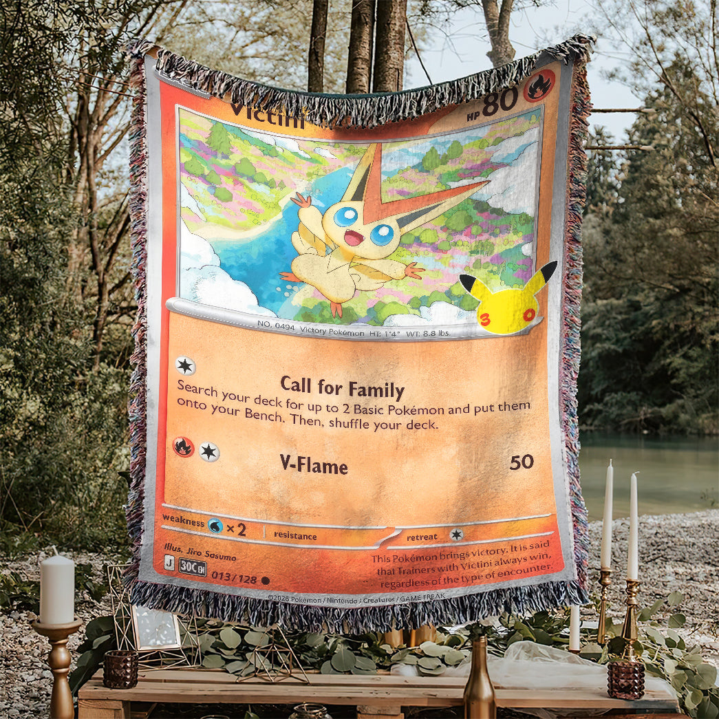 PKM Victini Card Custom Woven Blanket