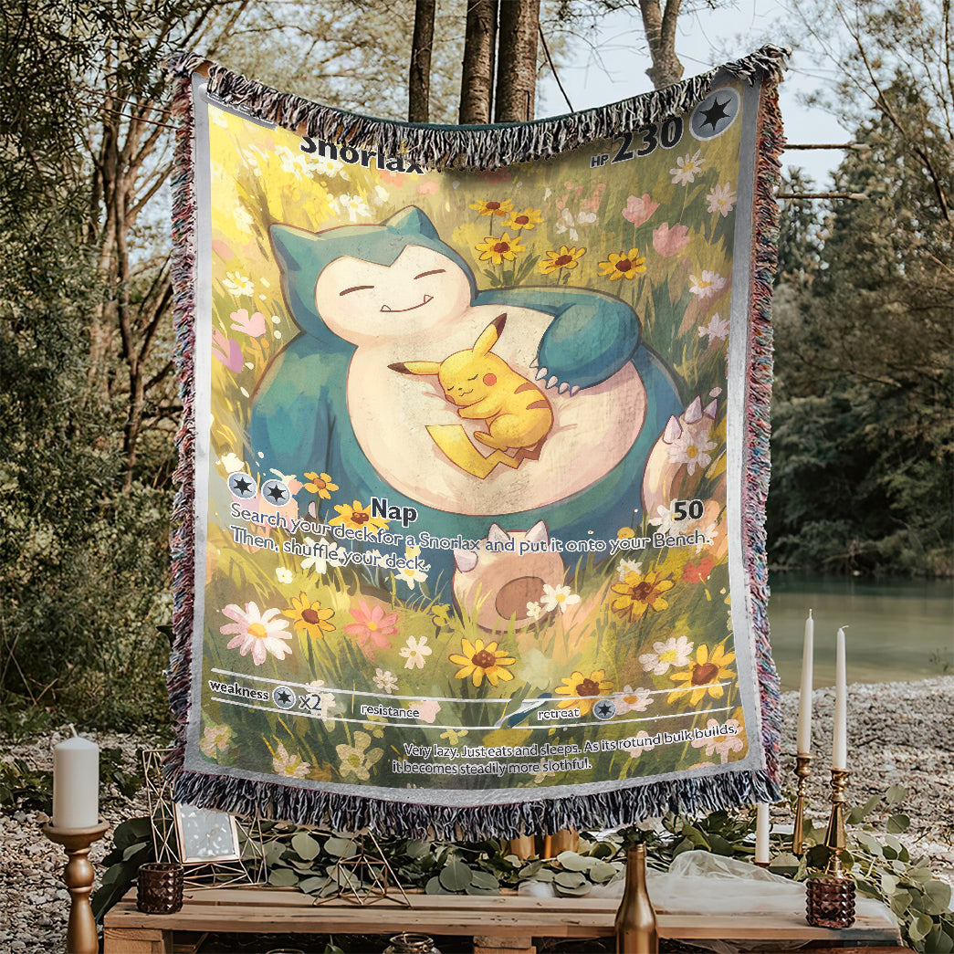 PKM Snorlax And Pikachu Custom Woven Blanket