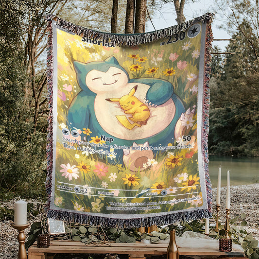 PKM Snorlax And Pikachu Custom Woven Blanket