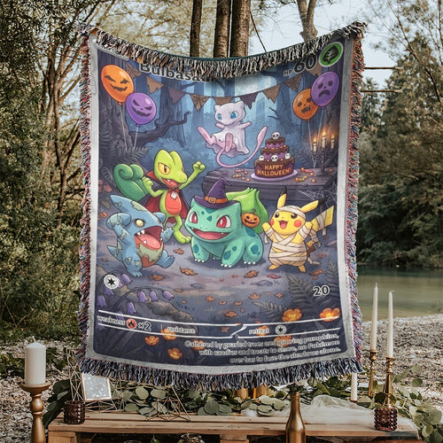 PKM Bulbasaur Happy Halloween Custom Woven Blanket