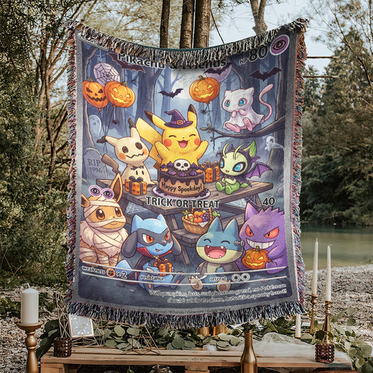 PKM Pikachu And Friends Trick Or Treat Custom Woven Blanket