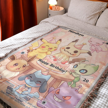 PKM Mimikyu Birthday Gift Custom Woven Blanket