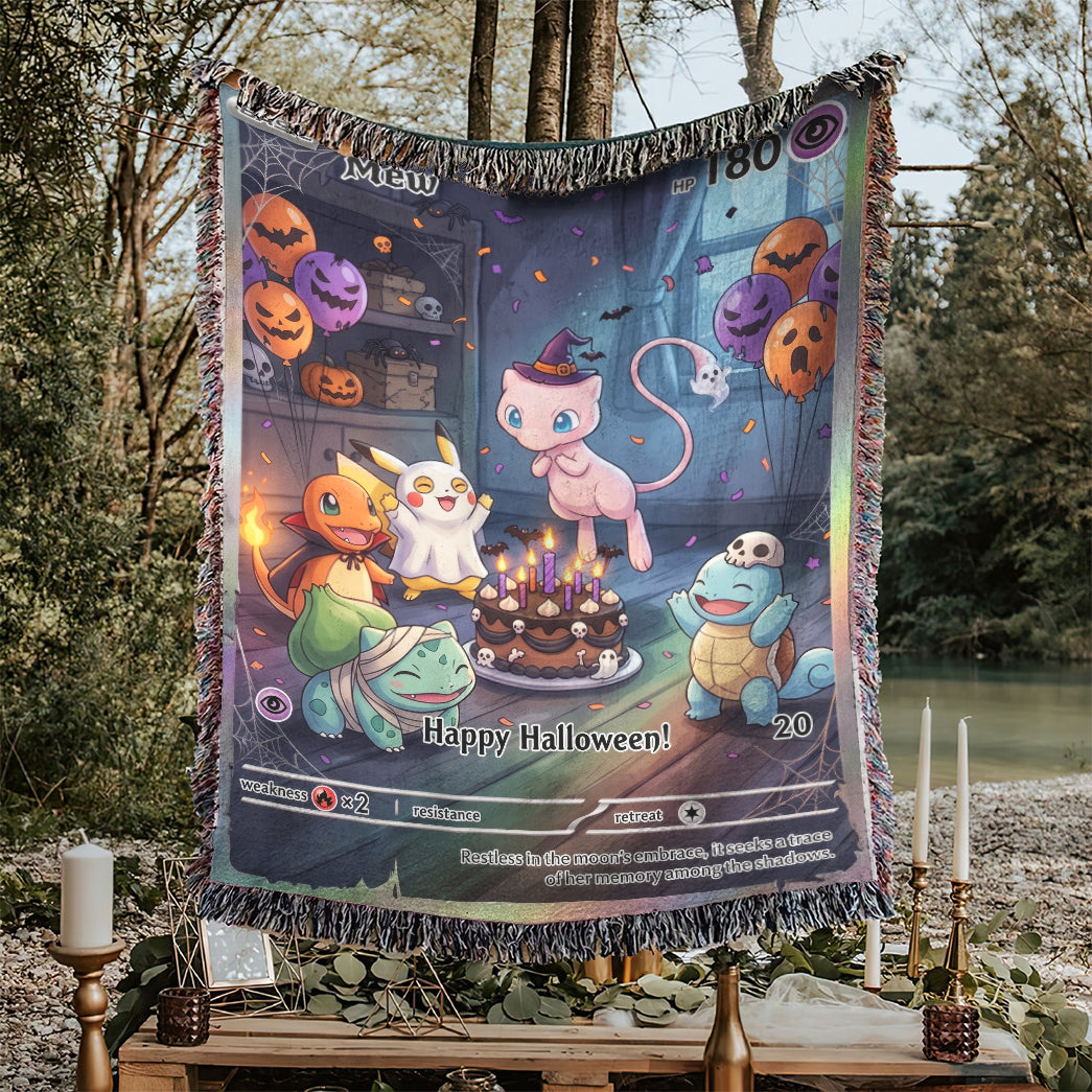 PKM Mew Happy Halloween Custom Woven Blanket