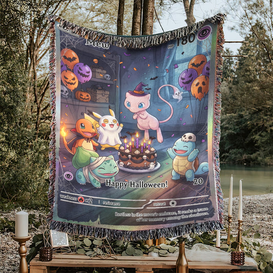 PKM Mew Happy Halloween Custom Woven Blanket