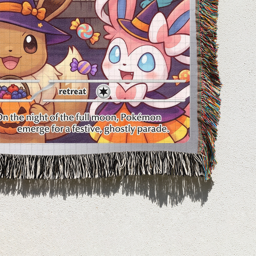 PKM Eevee Evolution Happy Halloween Custom Woven Blanket
