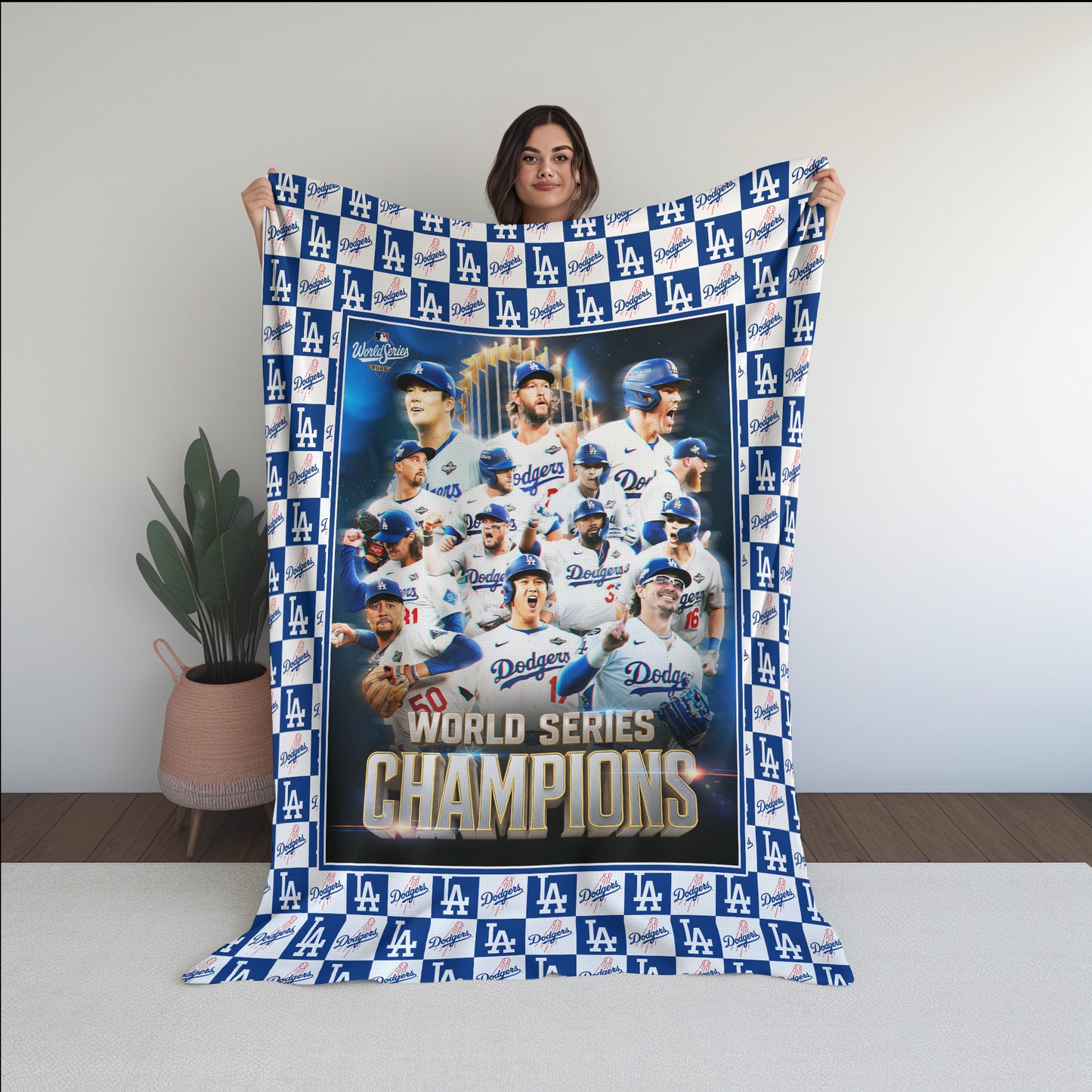LA Dodgers 2025 Worlds Series Champion Blanket