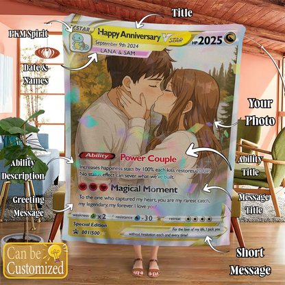 Personalized PKM Couple Photo Art Blanket - Anniversary Edition