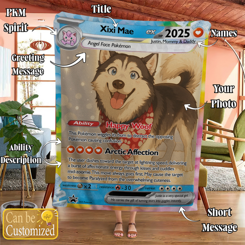 Personalized PKM Pet Photo Art Blanket - Pet Edition