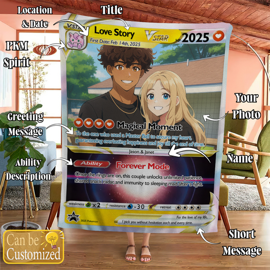 Personalized PKM Anniversary Couple Photo Art Blanket - Anniversary Edition