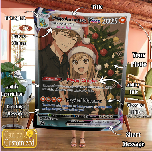 Personalized PKM Couple Photo Art Blanket - Anniversary Edition