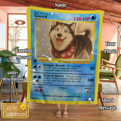 Personalized PKM Pet Photo Art Blanket - Pet Edition