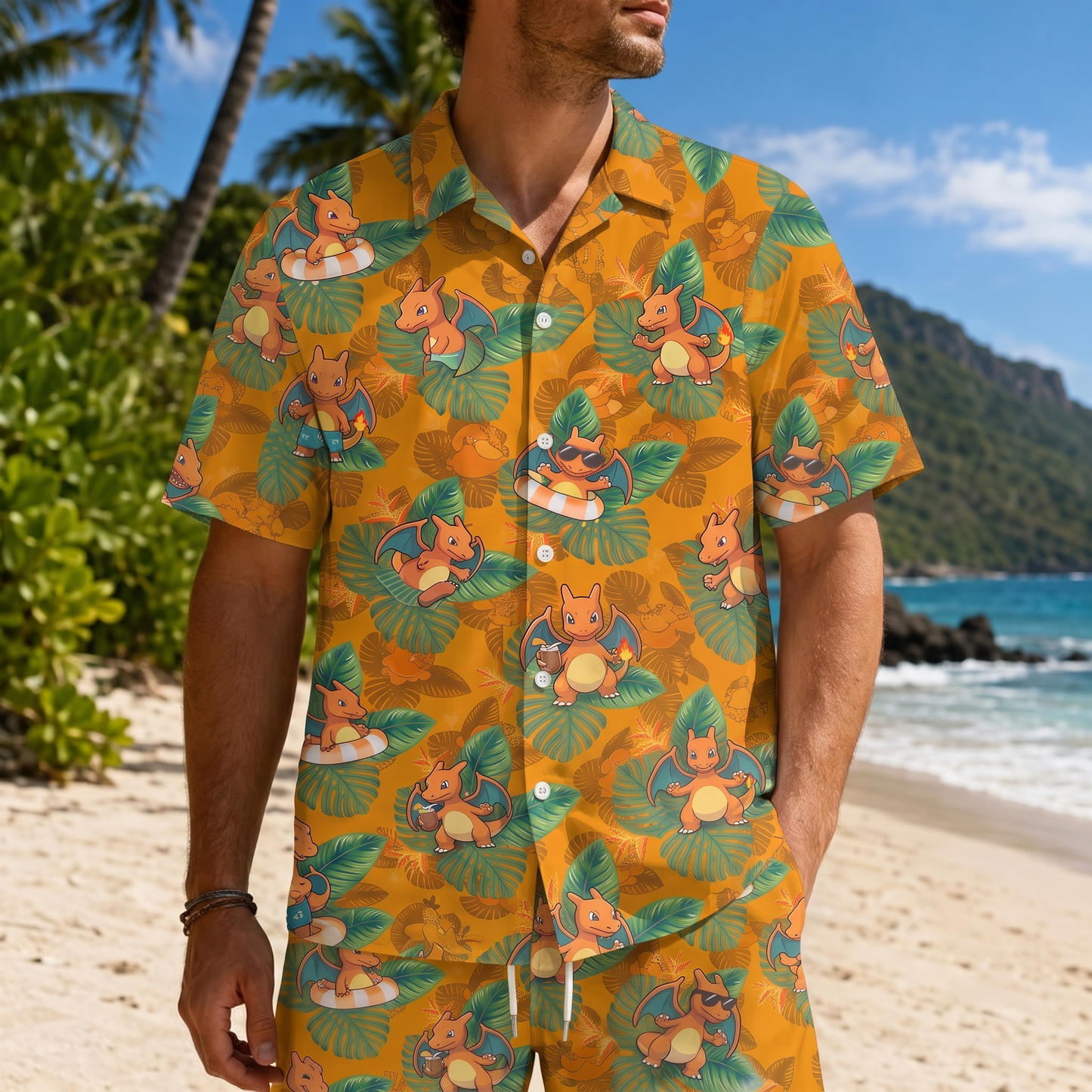 PKM Charizard Hawaiian Shirt & Shorts